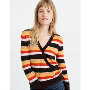 Madewell Wrap-Front Pullover Sweater in Stripe